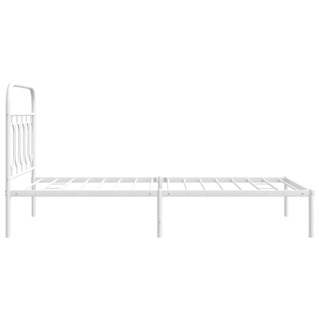 Giroletto con Testiera-Struttura Letto con testiera Metallo Bianco 100x190 cm 153515
