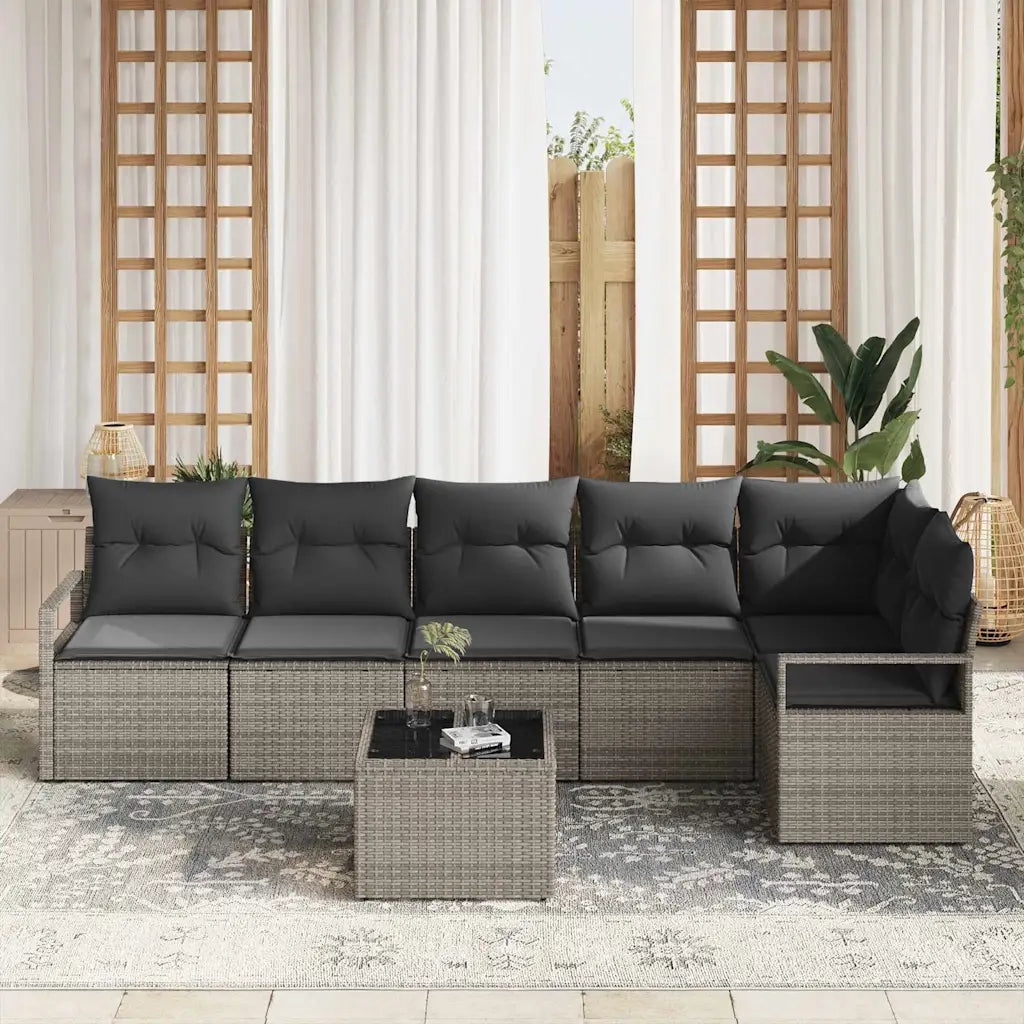 Set di divani con cuscino 7 pcs Grigio polyrattan 3346409