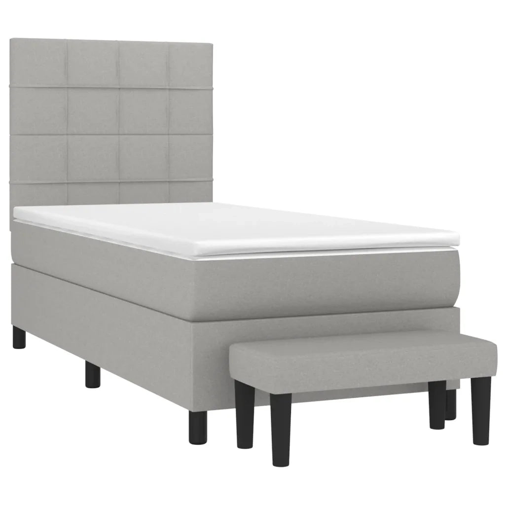 Giroletto a Molle con Materasso Grigio Chiaro 90x200 cm Tessuto 3136565