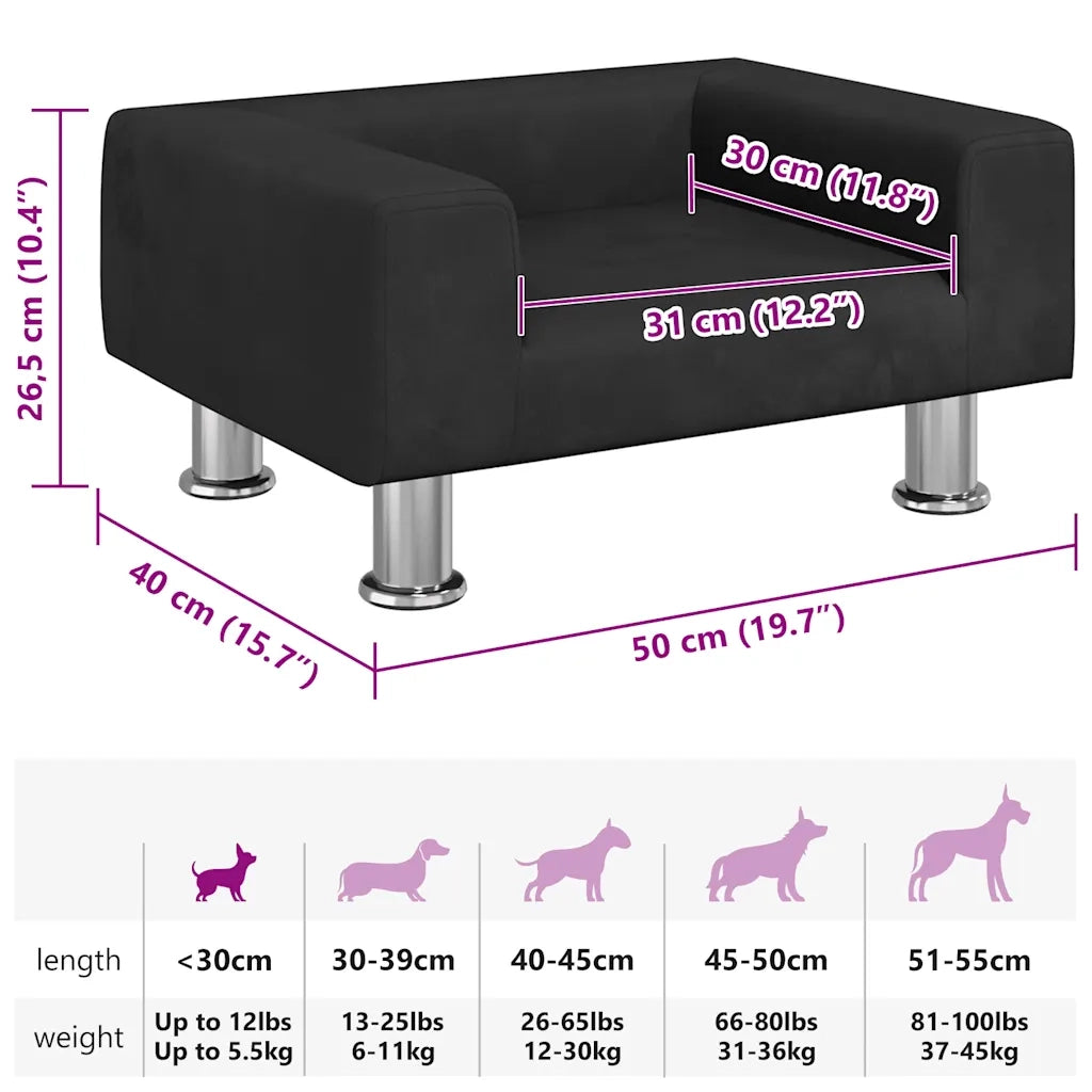Lettino per Cani Nero 50x40x26,5 cm in Velluto CFW1095840