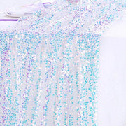 Tavolo da pranzo bianco 63 x 300 cm con tovagliato per zeemeermin con pailletti Adatto per decorazioni di festa, compleanni, matrimoni, Natale e decorazioni scolastiche