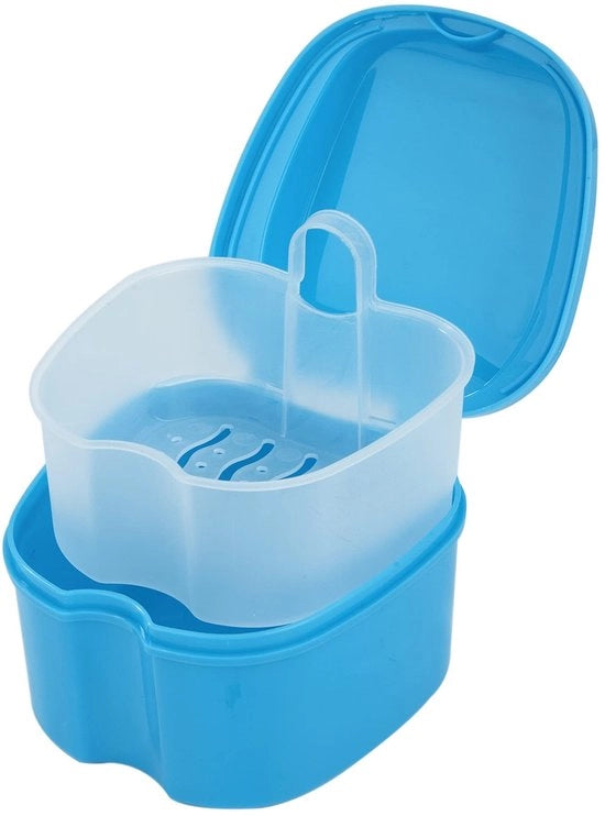 Protese Box con Filtro Luce Blu - Cassetta di Protezione con Sottile Sottile Sacchettatura - Ospedale per Tutto il Giorno - Supporto per Denti Portatile - Alta Qualità Plastica - Facile da Pulire - Chiusura Solida