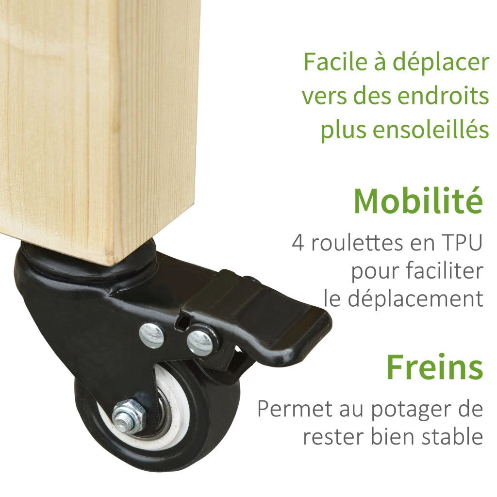 Fioriera da Giardino con Ruote ¨C Zephmum ¨C Legno Massello Pino