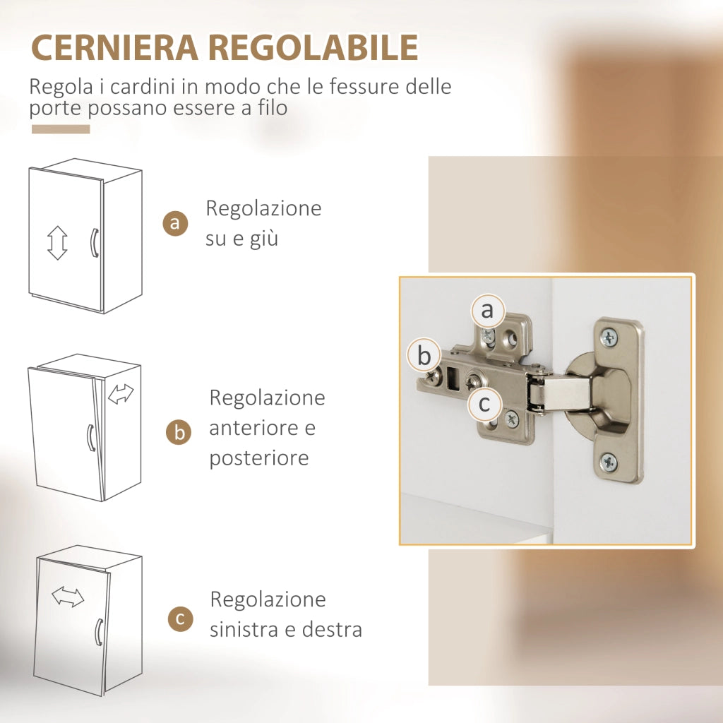 EasyComfort Dispensa Cucina in Truciolato e MDF con Ripiani Aperti, Armadietti e Cassetto, 119x41x180 cm, Bianco
