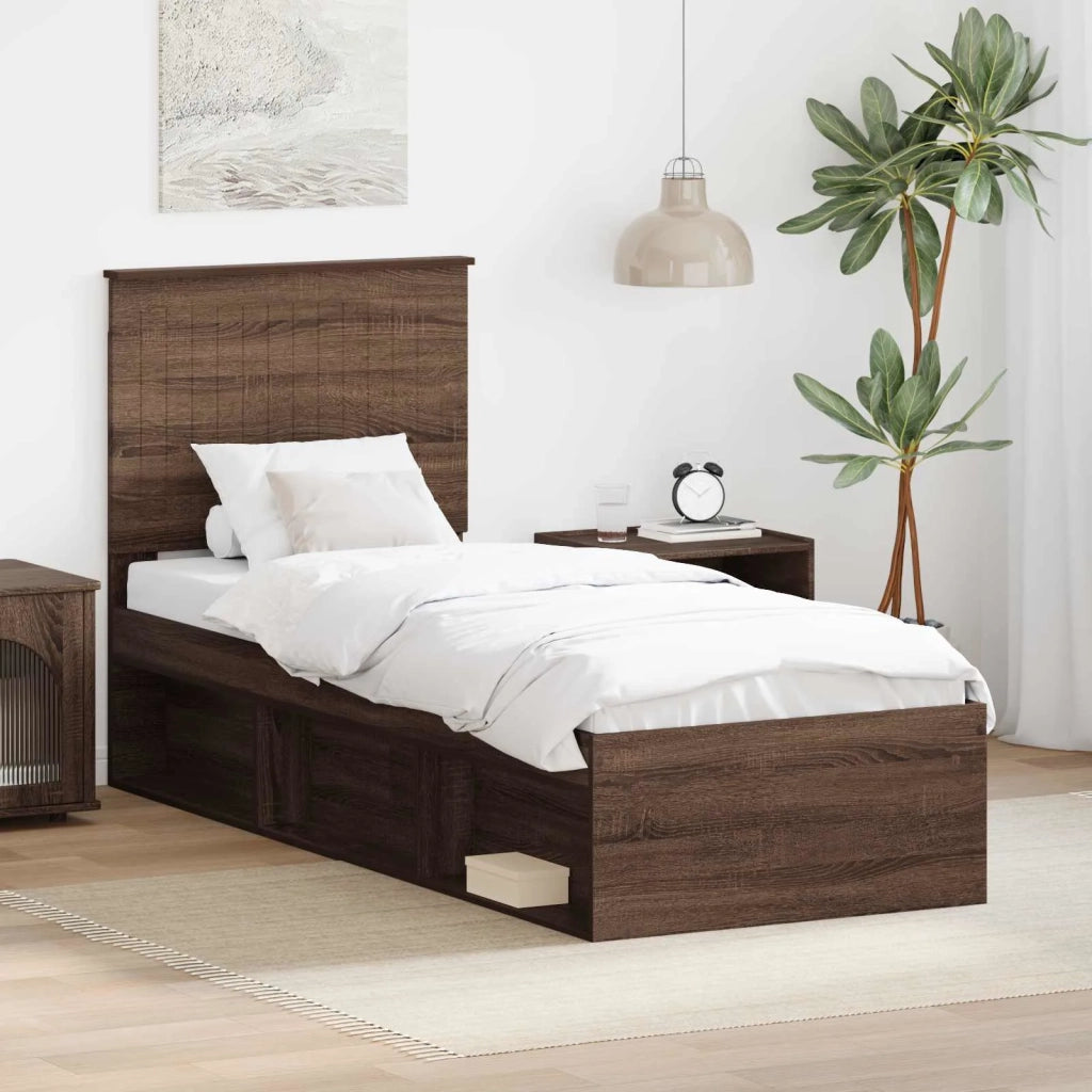 Struttura del letto Rovere Marrone 75 x 190 cm Pino massello 3411079