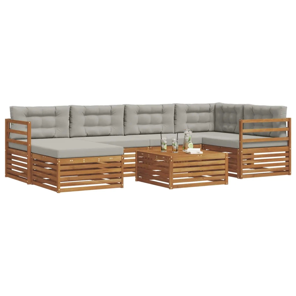 Set di divani da esterno 7 pcs Grigio Naturale e Chiaro