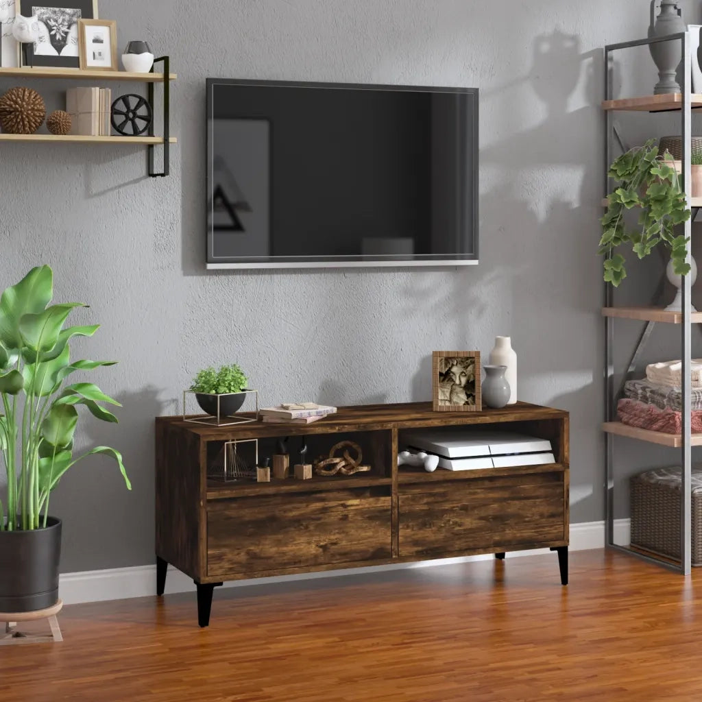 Mobile TV Rovere Fumo 100x34,5x44,5 cm in Legno Multistrato 831906
