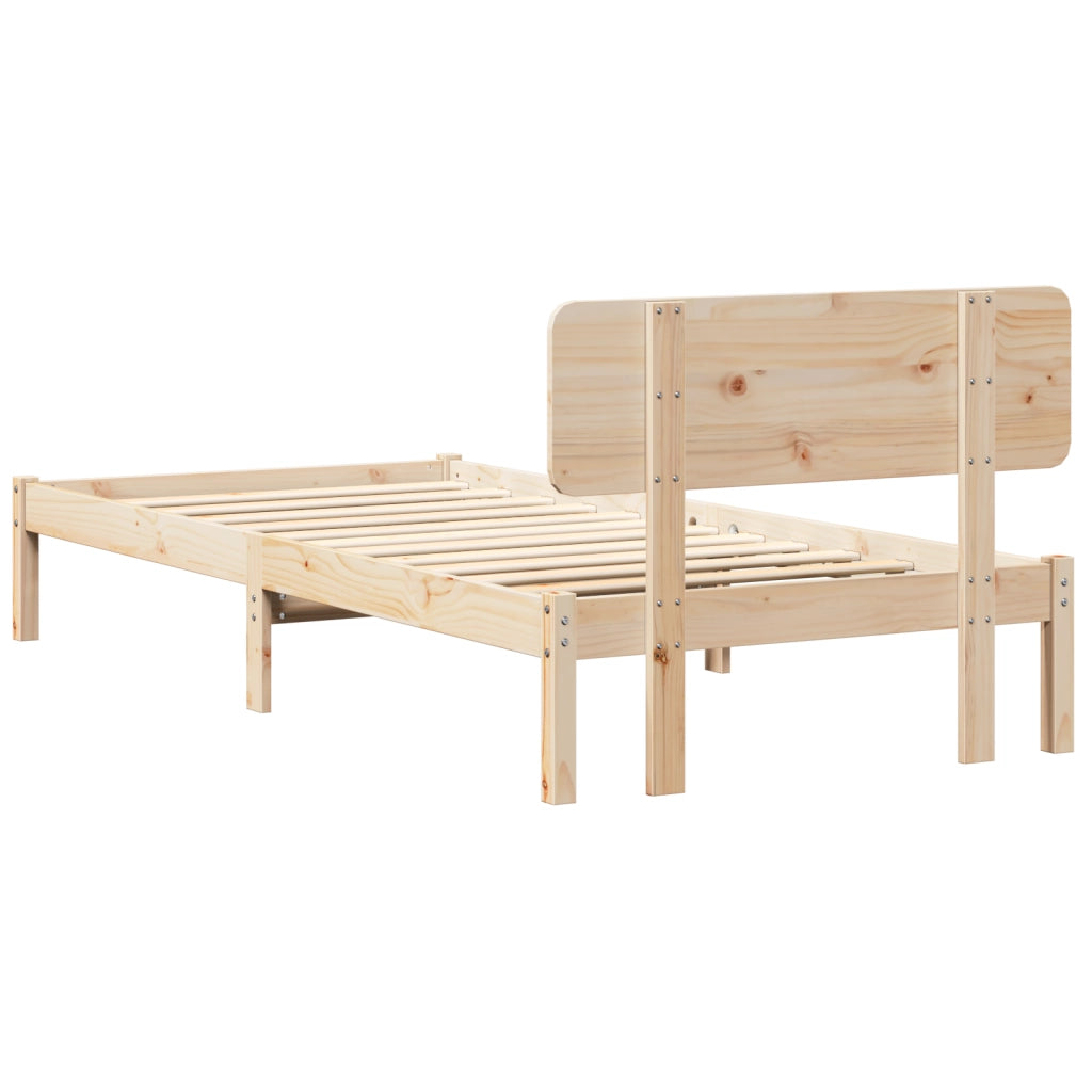 Struttura Letto con Testiera 90x200 cm in Legno di Pino Massello