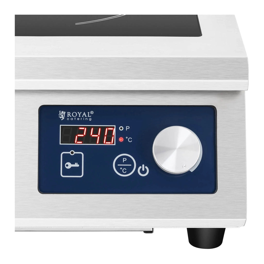 Piano cottura a induzione portatile a 1 fuoco con telaio in acciaio inox (zona cottura 33 cm 5000 watt 60-240°C acciaio inox e vetroceramica) 14_0004120