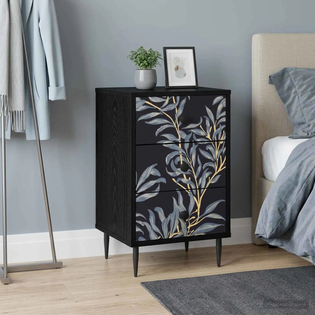 Armadio da Notte DOKKUM Rovere Nero 36 x 33 x 61 cm 8007325