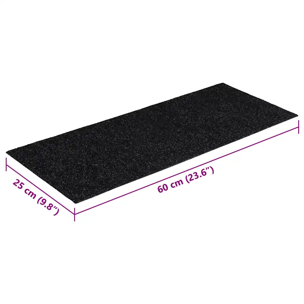 Tappetini per Scale Autoadesivi 30 pz Neri 60x25cm Rettangolare