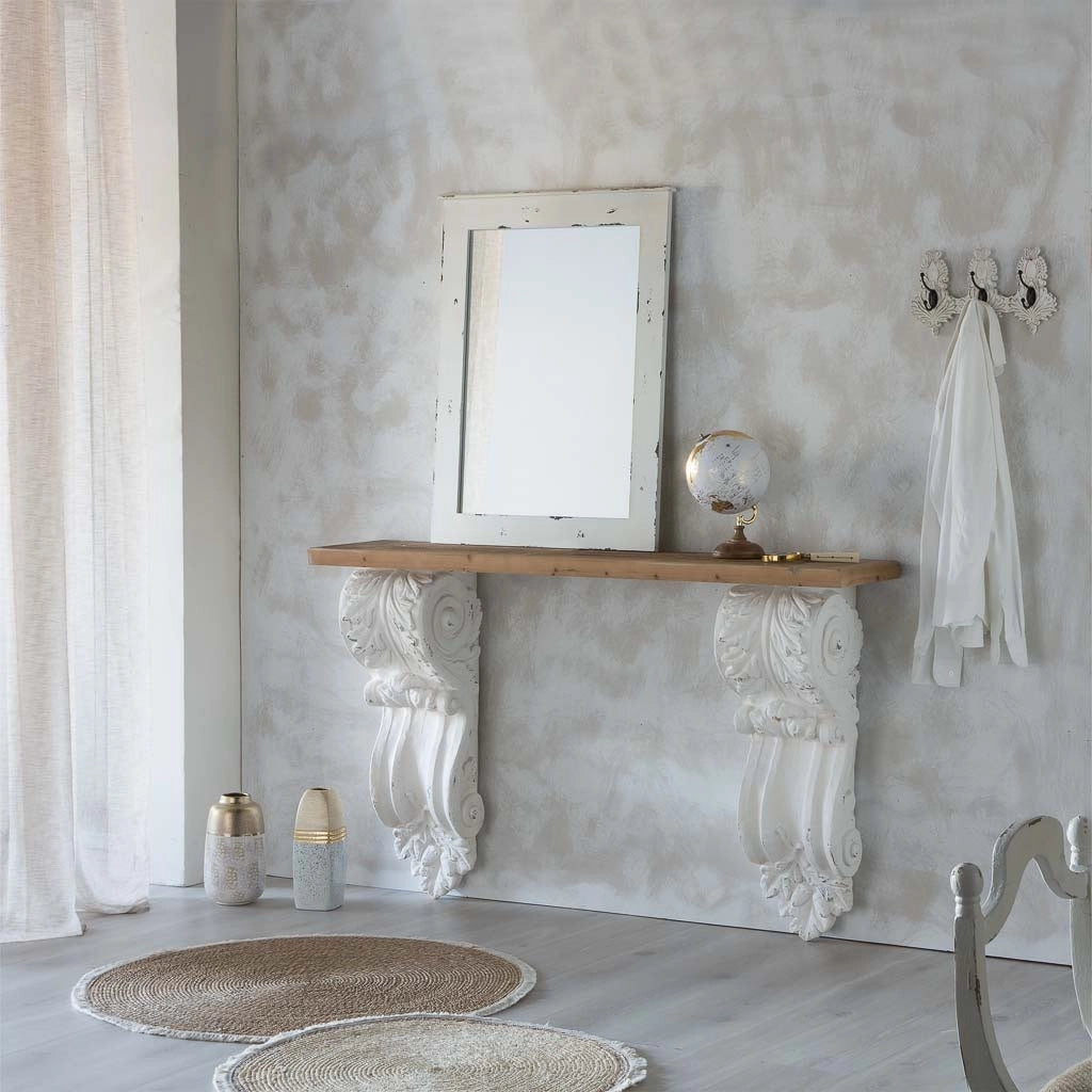 Mobile da ingresso in legno bianco 153x32,5x93h