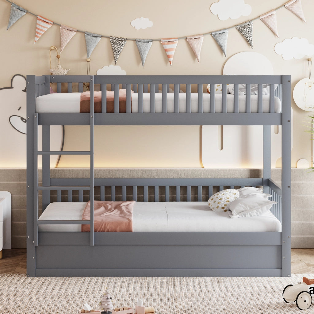 LETTO a castello con vano contenitore idraulico 90x200 cm in legno massello grigio