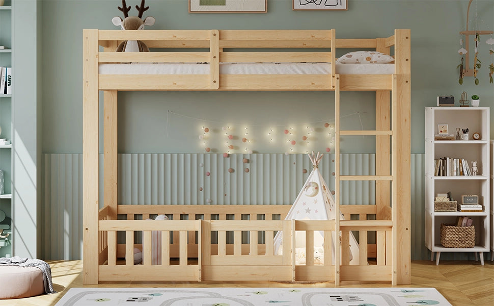 letto a castello legno naturale 90 x 200 cm