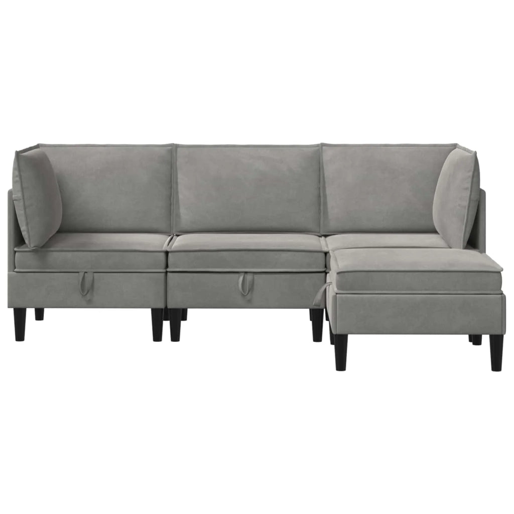 Set di mobili per il soggiorno 4 pcs Grigio Chiaro Velluto