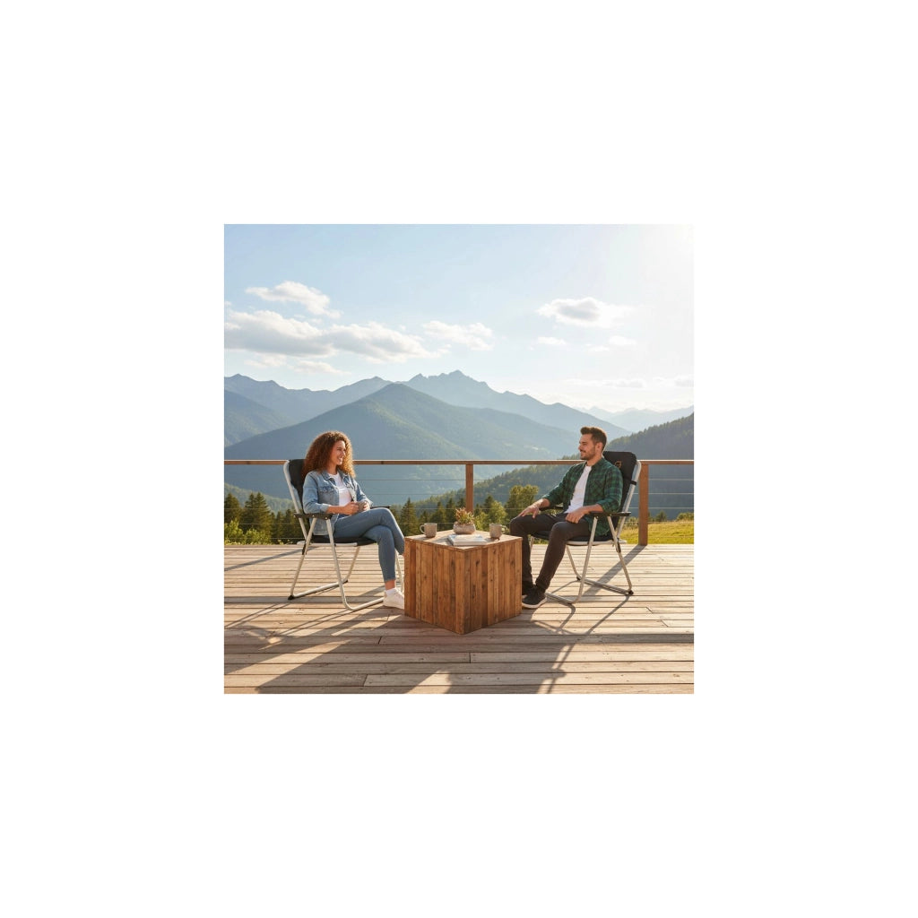 Set di 2 poltroncine da campeggio pieghevoli Piccolo - O'Camp - Nero - Dimensioni: 57 x 55 x 80 cm