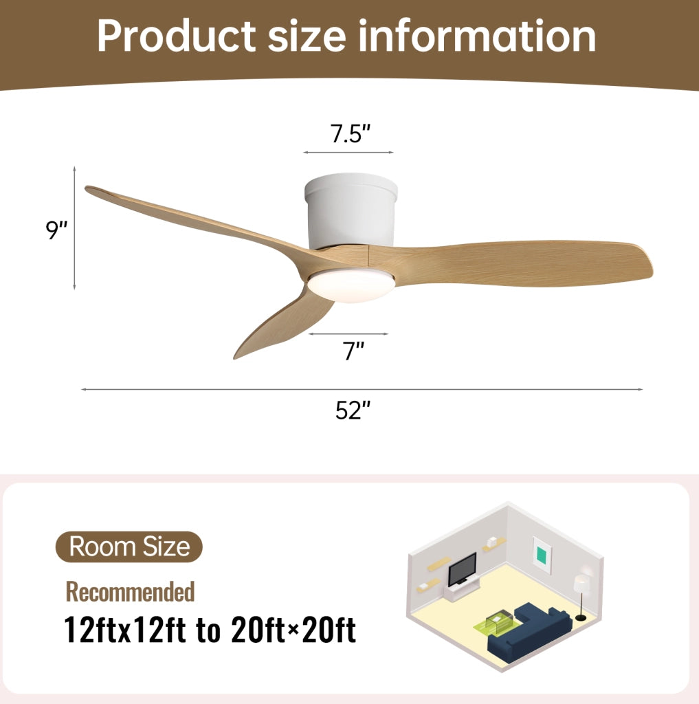 VENTILATORE DA SOFFITTO a Basso Profilo LED 18 W Bianco con Telecomando