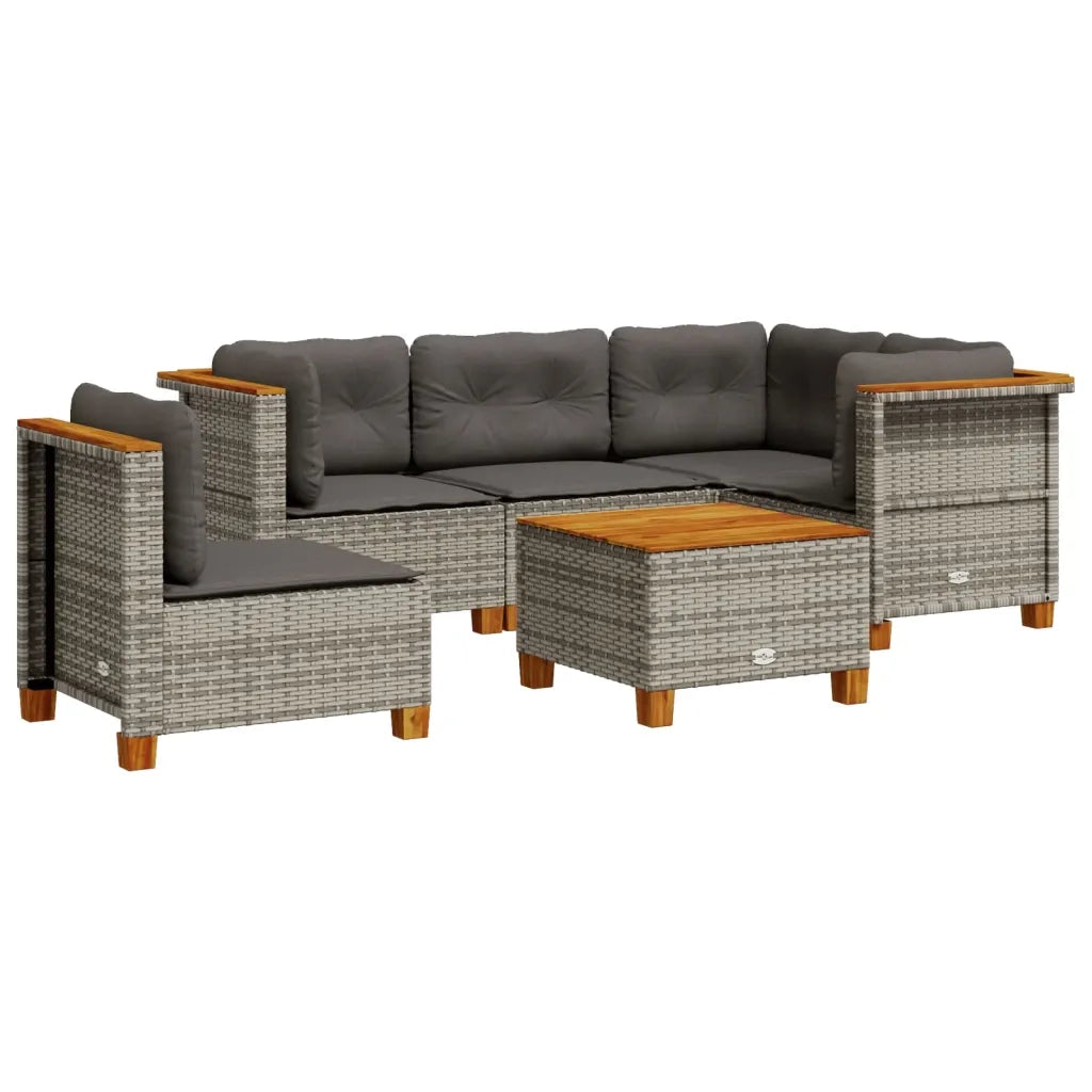Set Divano da Giardino 6 pz con Cuscini Grigio in Polyrattan 3261840