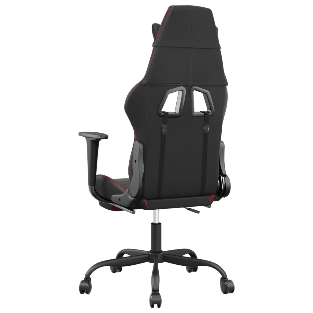 Sedia da Gaming | Sedia da e-sports con Poggiapiedi Nero e Rosso Vino in Similpelle