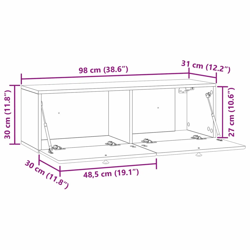 Mobile Porta TV da Muro 98 x 31 x 30 cm Bianco 899235