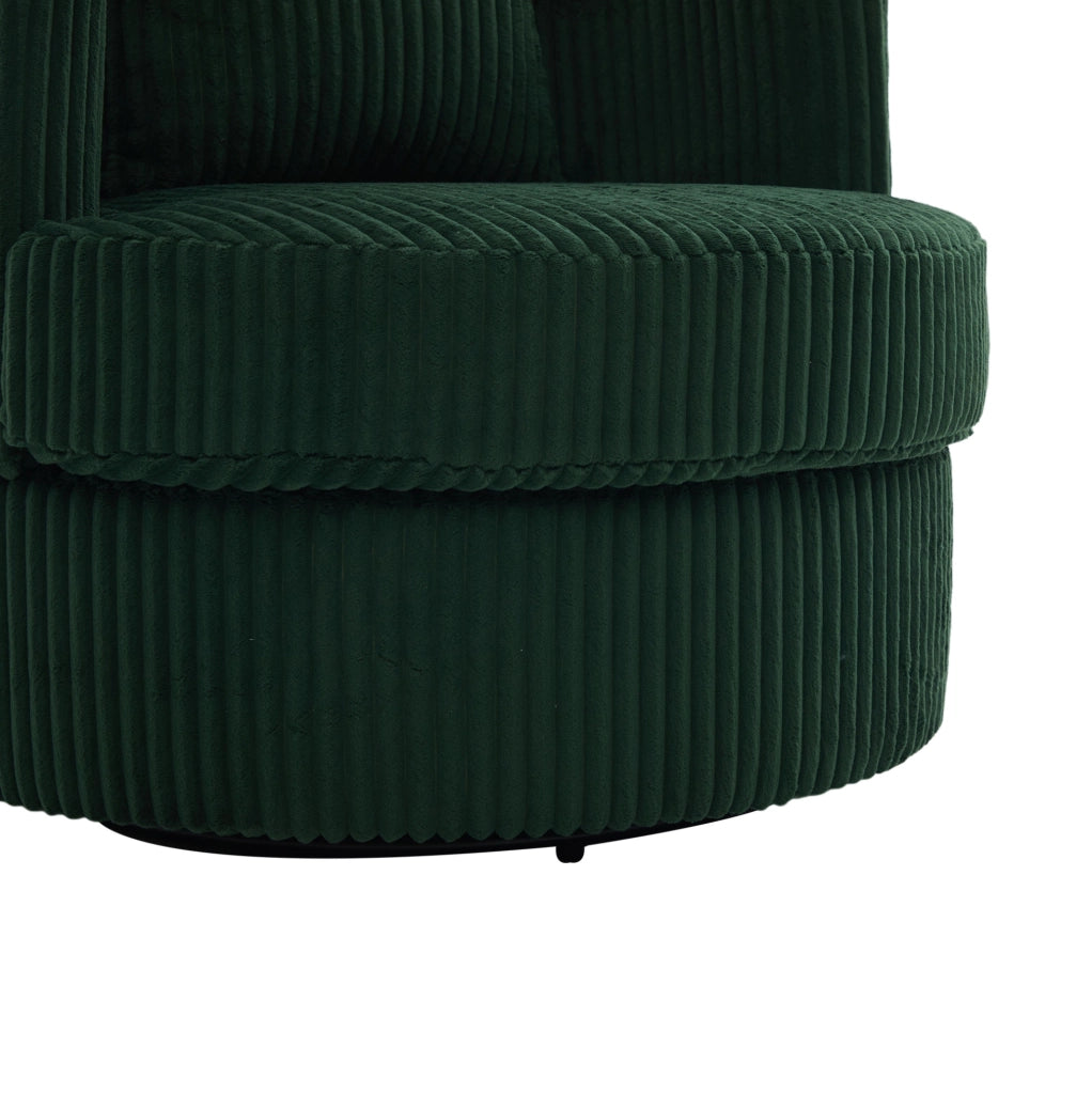 Poltrona girevole a 360° in corda verde smeraldo con vano contenitore; 76x79x78 cm