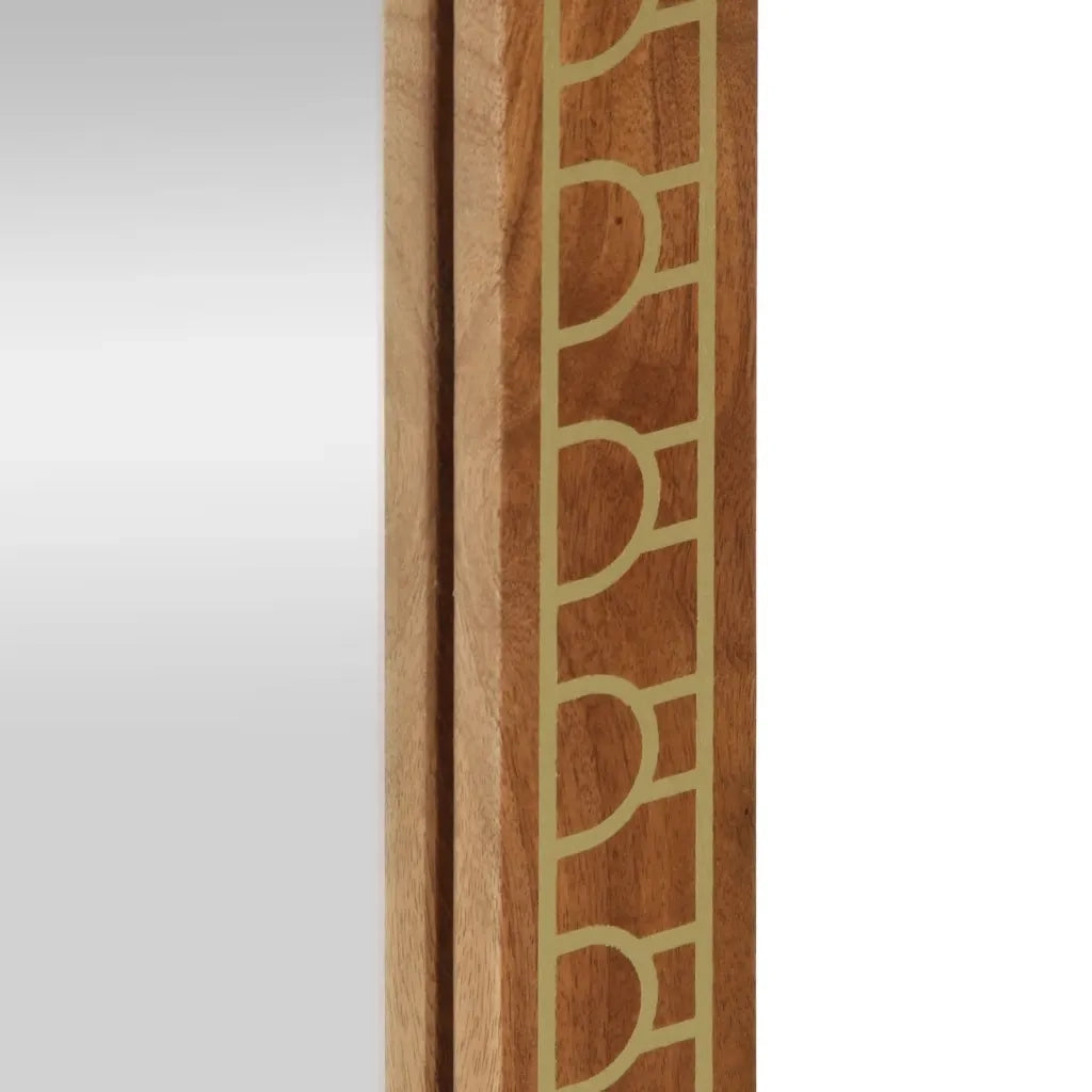 Specchio da Bagno 50x70x2,5 cm Legno Massello di Mango e Vetro 358315