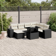 Set Divani da Giardino con Cuscini 8 pz Nero in Polyrattan 3269326