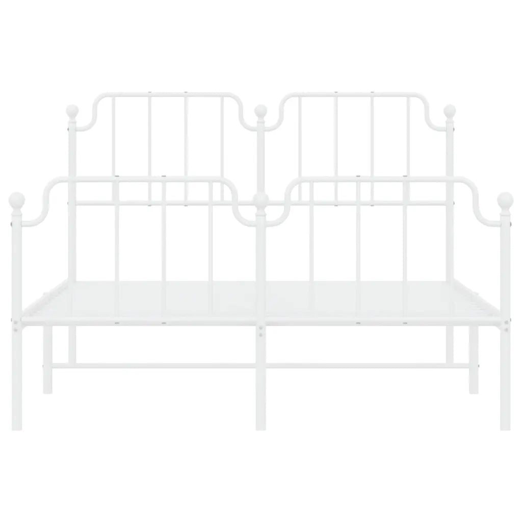 Giroletto con Testiera e Pediera Metallo Bianco 140x190 cm 373954