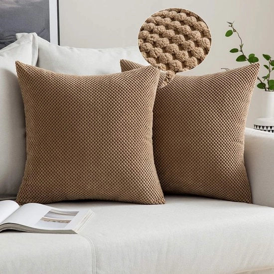Set di 2 coprispalla Decorativo copriletto a granello Copriletto decorativo per divano Copriletto decorativo per divano morbido Copriletto per camera da letto Copriletto per soggiorno 60x60cm Marrone
