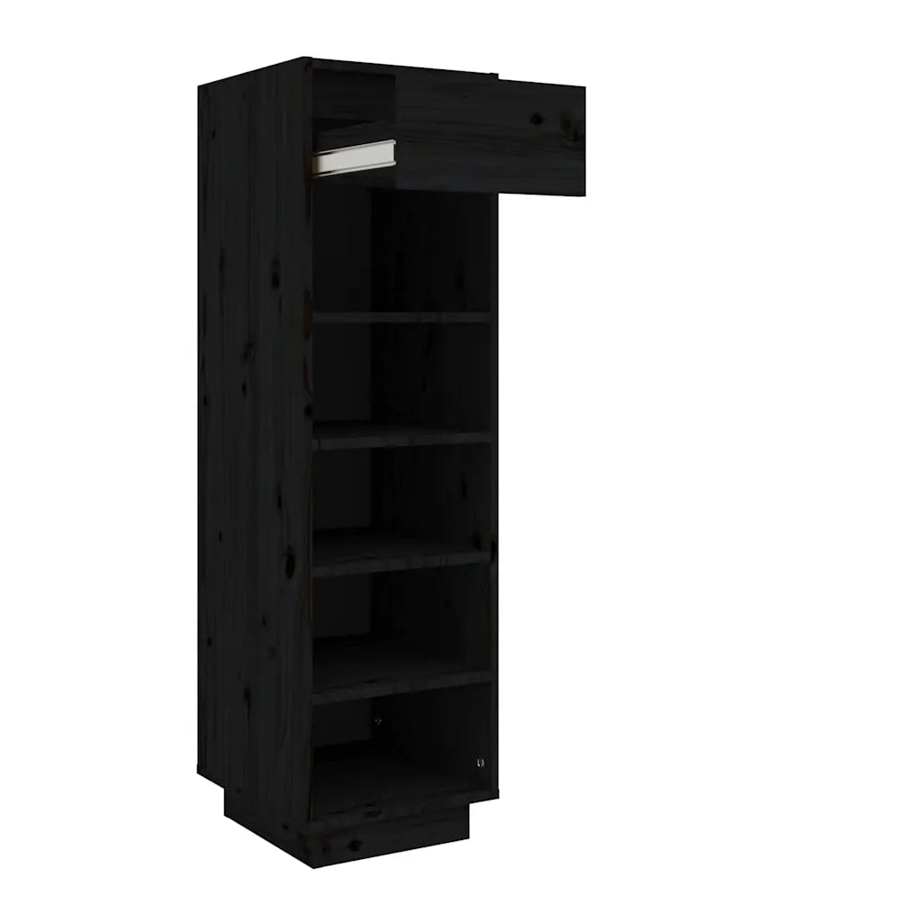 Scarpiera-Scaffale per scarpe Nera 30x34x105 cm in Legno Massello di Pino