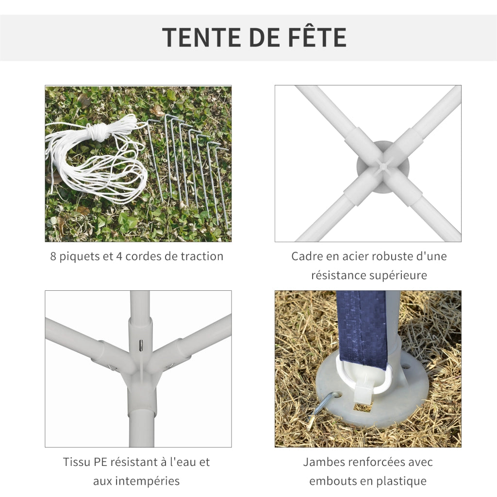 Tonnelle da giardino 3x3 m ¨C zephmum ¨C metallo, bache PE blu