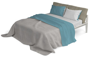 Set Lenzuola Singolo Sopra Sotto e Federe Doubleface Ottanio/Grigio Chiaro