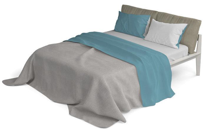 Set Lenzuola Singolo Sopra Sotto e Federe Doubleface Ottanio/Grigio Chiaro