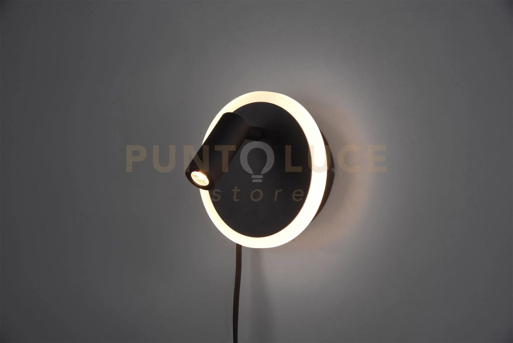 JORDAN APPLIQUE LED 2W 200lm, 3000K - 5W 550lm, 3000K NERA DOPPIA ILLUMINAZIONE CON ACCENSIONE SEPARATA D. 15CM