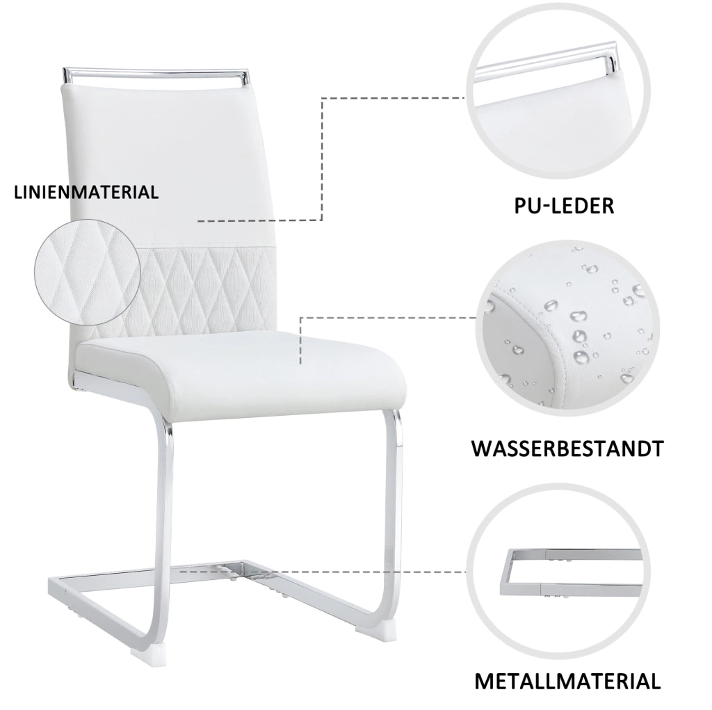 Sedia da pranzo bianca ergonomica con schienale alto