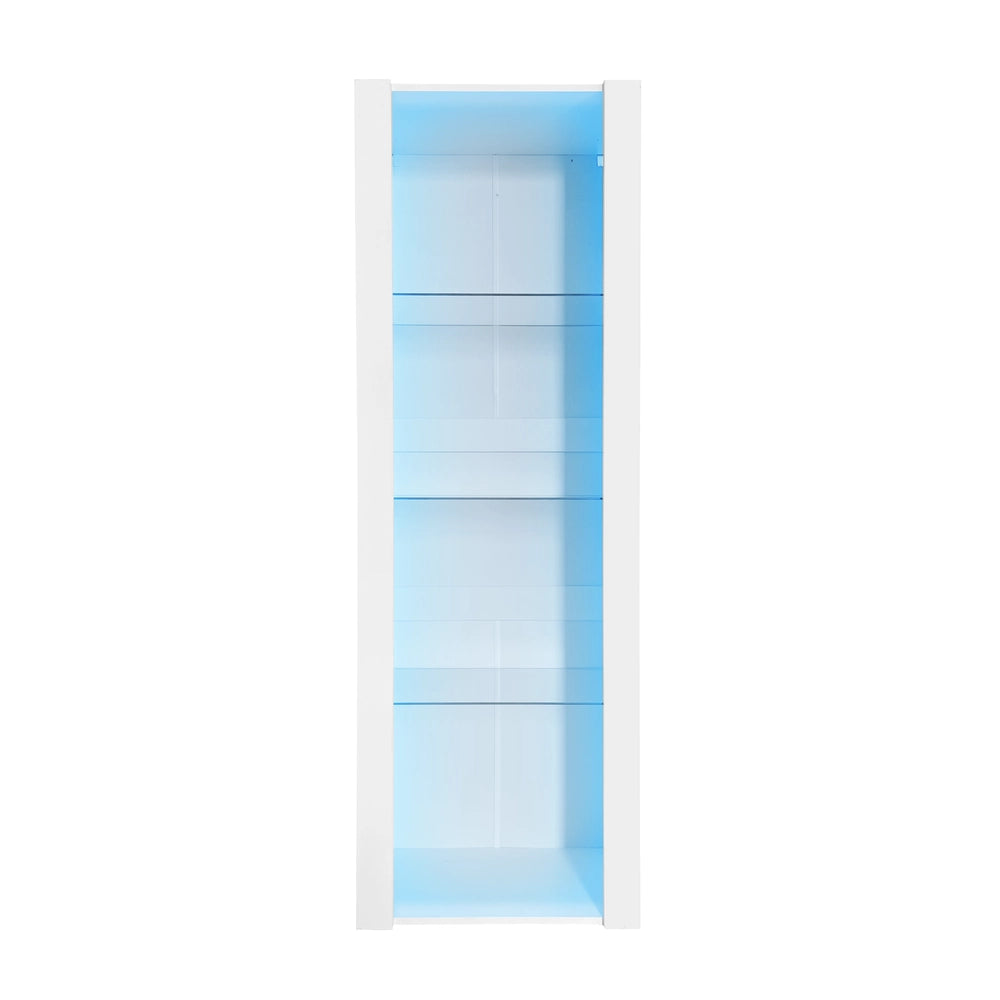 Vetrina Bianca Lucida con Illuminazione LED ¨C MINIMAL ¨C 3 Ripiani in Vetro, 55x38x166 cm