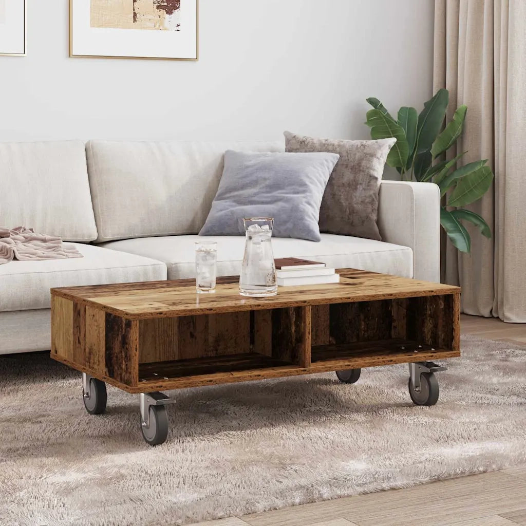 Tavolino | Tavolo laterale con Ruote Legno vecchio 90 x 50 x 30 cm