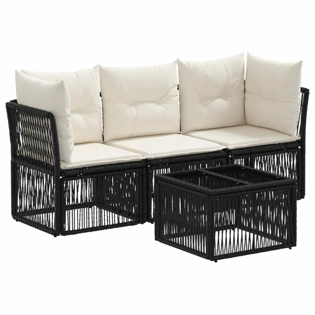 Set Divano da Giardino 4 pcs Nero polyrattan 3434125