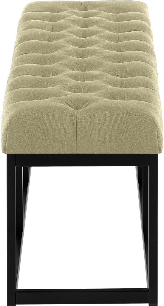 Panca design AMUN in metallo nero opaco e tessuto Tortora,150 cm