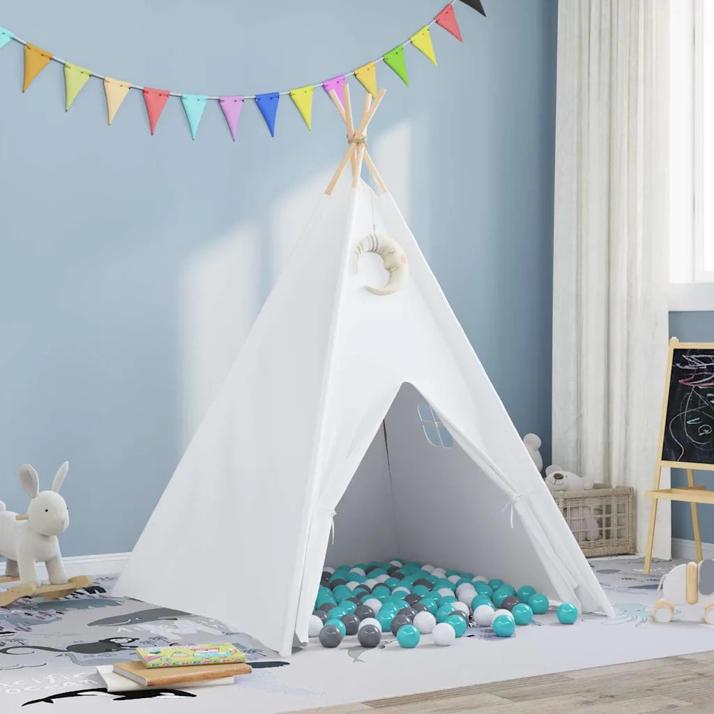 Tenda Teepee-Tenda da campeggio Bianco 120 x 120 x 150 cm Tessuto e Plastica 176836