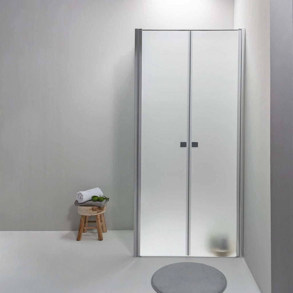 Box Doccia Angolare 70x90 Cm Apertura Saloon con Lato Fisso Opaco