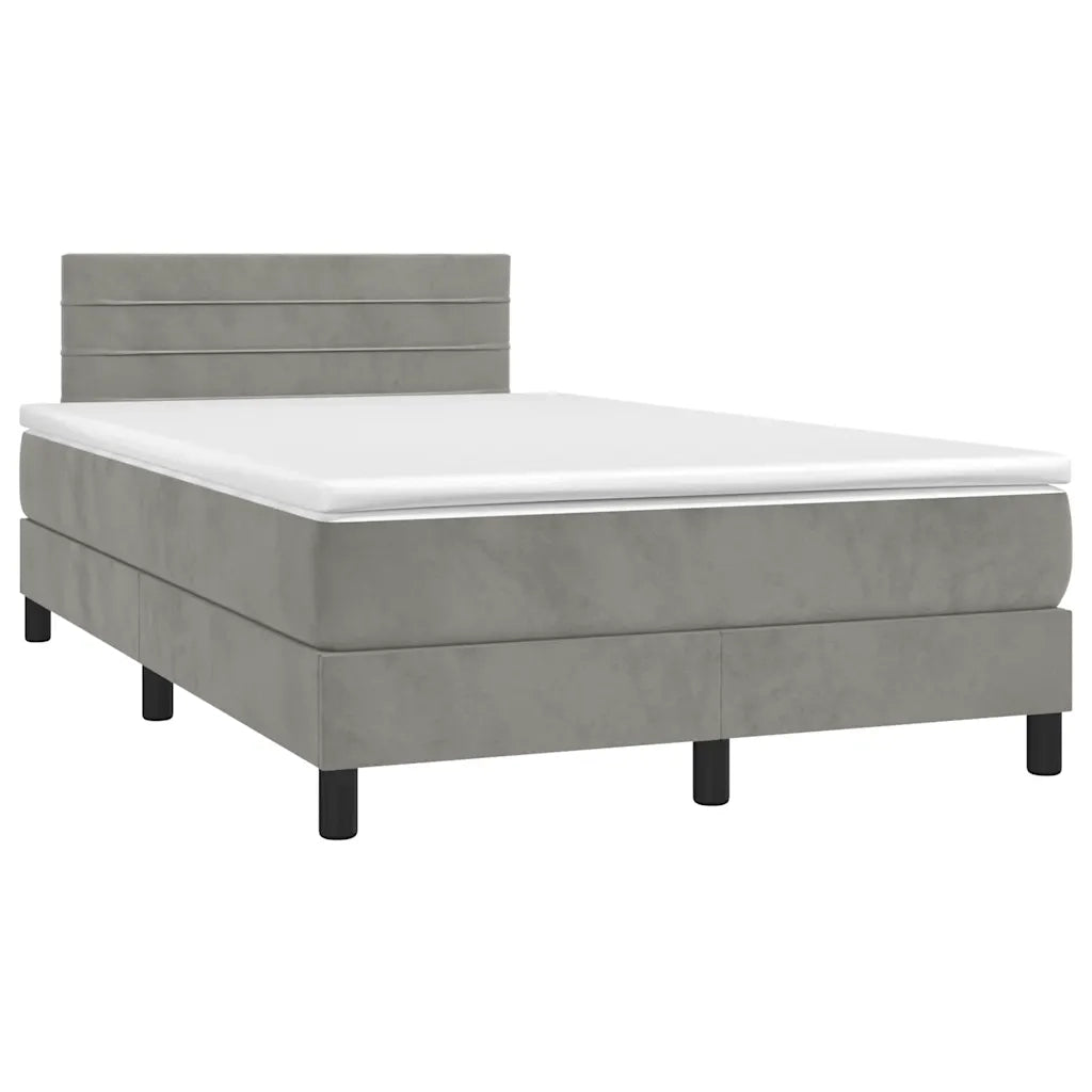 Letto a Molle con Materasso e LED Grigio Chiaro 120x190 cm Velluto