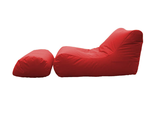 Poltrona Pouf Chaise Longue con Poggiapiedi in Poliestere Rossa Avalli
