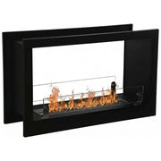 Massenzio - Camino a Bioetanolo da Incasso Bifacciale 90x55x30 cm con Bruciatore 2,3 Litri  Nero