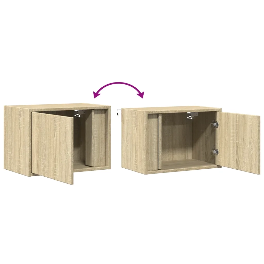 vidaXL Comodino a Parete con luci LED Rovere Sonoma