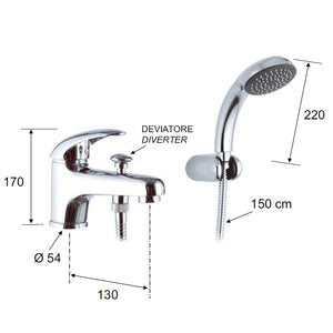 Rubinetto lavabo/vasca con deviatore integrato e kit doccia - serie ten