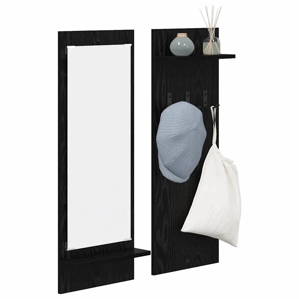 vidaXL Appendiabiti a muro con lo scaffale Rovere nero 70 x 10 x 90 cm