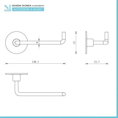 Set accessori a muro 5 pezzi in acciaio cromato e viti incluse  Idea