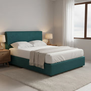 Widnes, Letto Matrimoniale Sfoderabile Made in Italy, Verde Petrolio