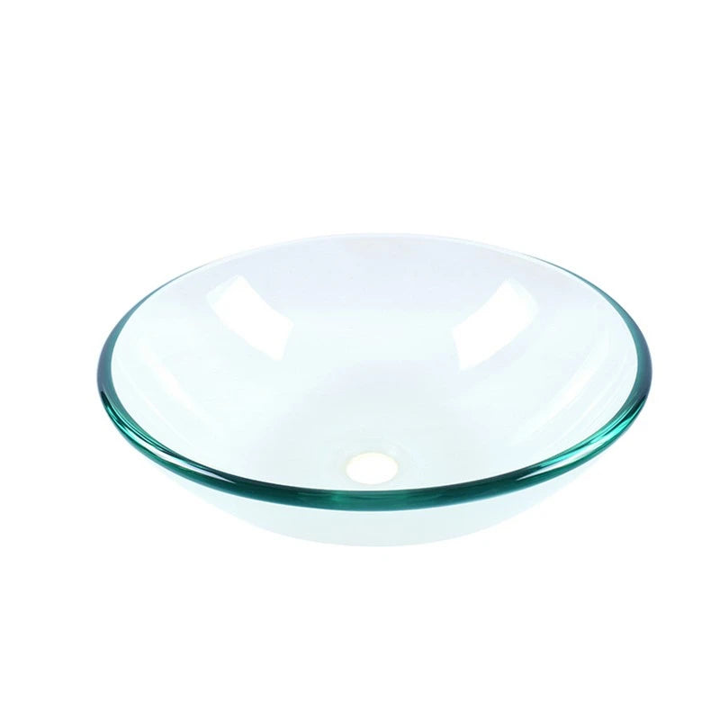 Lavabo da appoggio in vetro trasparente 380x380x130 mm senza piletta